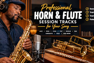 record live horn, flute, and saxophone session tracks for your song