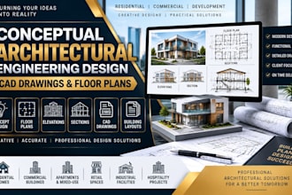 provide conceptual architectural engineering design cad drawings and floor plans