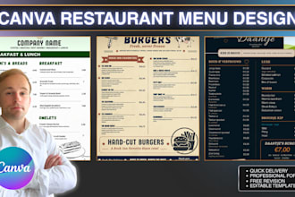 design a clean and modern restaurant menu card in canva