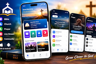 build engaging church app, bible app, christian app ministry app andriod and ios