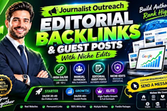 build journalist outreach editorial backlinks and guest posts with niche edits