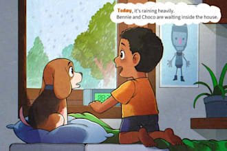 draw children story book illustration and cover