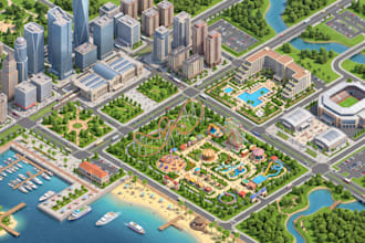 design a city wayfinding map, tourist, resort, event, amusement map