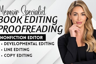 book editing, copy edit and proofread memoir or autobiographies, book proofread