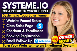 build systeme io yoga class website, sales funnel for yoga instructors