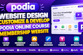do podia website design customize develop podia online course membership website