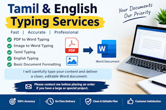 do tamil and english typing from PDF or images