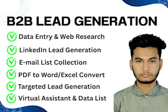 provide b2b lead generation and web research data list