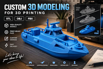 create 3d models for 3d printing, stl, obj and fbx