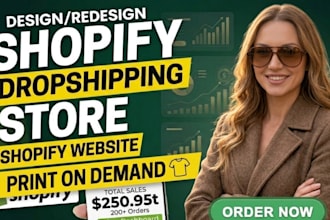 design or redesign shopify pod dropshipping printify printful t shirt cro store