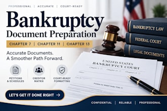 prepare chapter 7 and 13 bankruptcy documents