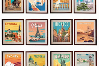 design retro vintage travel poster