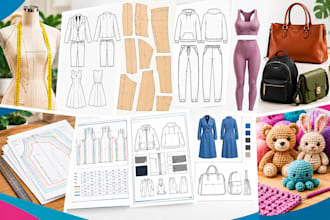 do sewing pattern, instruction, size grading, crochet, leather bag sportswear
