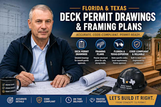 prepare florida and texas deck permit drawings and framing plans