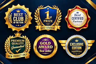 design professional stamp, vintage, badge, award logo, golden label