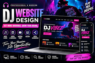 design a professional dj website with booking and music