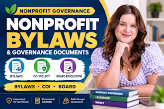 draft nonprofit bylaws, conflict of interest policy and board resolutions