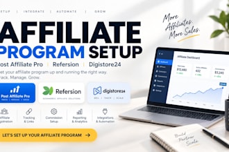 set up post affiliate pro, refersion or digistore24 affiliate program