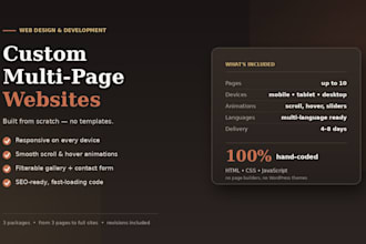 build a custom multi page responsive website with animations