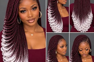 edit your braids photo into luxury burgundy portfolio