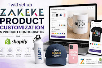 setup zakeke product customization and product configurator for shopify