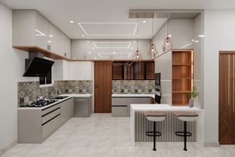 kitchen design and 3d rendering with cabinet sku specification in 2020 design