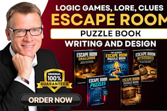 write and design custom amazon printable escape room, puzzle books, logic games