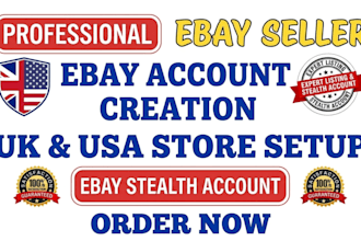 setup UK USA ebay seller account ebay account creation ebay store high limit