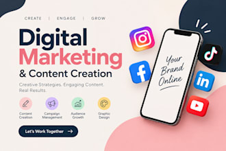 be your social media marketing manager, social media content creater
