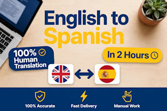 translate english to spanish in 2 hours human translation