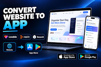 convert website to app replit ai lovable base44 android ios app store publish