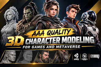 create aaa quality 3d character modeling for games and metaverse