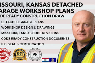 missouri kansas detached garage workshop plans code ready construction draw