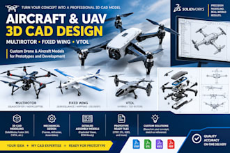 design aircraft, multirotor, fixed wing, vtol uav drone 3d cad models prototype