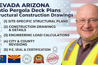 nevada arizona patio pergola deck plans structural construction draw seal sign