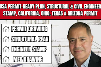 usa permit ready plan,structural civil engineer stamp california permit oh,tx,az