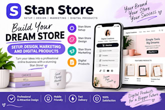 do stan store setup, design, marketing and digital products