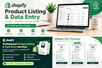 shopify product listing, product upload and data entry