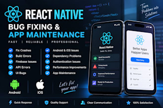fix bugs and errors in your react native android and ios app