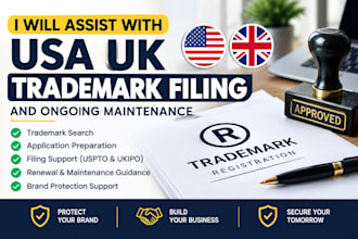 assist with USA UK trademark filing and ongoing maintenance