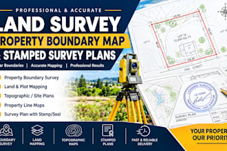 provide land survey, property boundary map and stamped survey plans