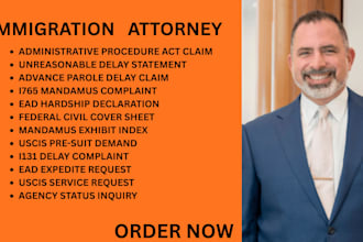be your immigration lawyer for writ of mandamus, i765, ead, and advance parole