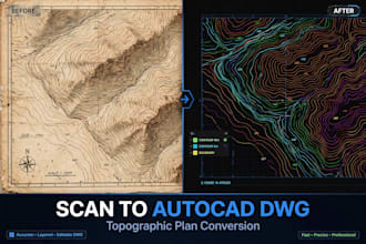 convert your scanned topographic plan to autocad dwg in 24h