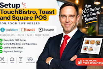 setup touchbistro toast square pos system for restaurant food business