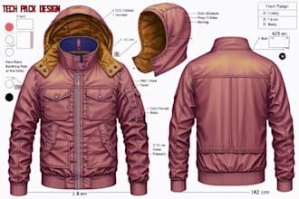 design production ready tech packs for bags, denim, and swimwear