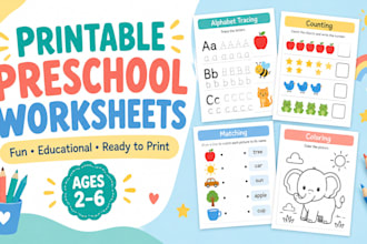 create printable preschool worksheet for kids and kindergarten and workbooks