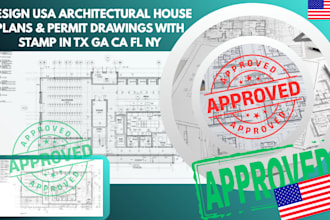 usa architectural house plans and permit drawings with stamp in tx ga ca fl ny