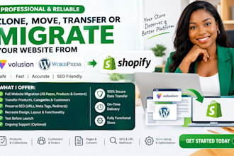 clone, move, transfer or migrate your website from volusion wordpress to shopify