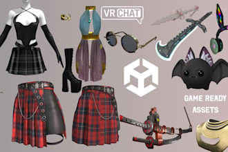 create custom vrchat outfits assets rig clothing props weapons 3d wearable items