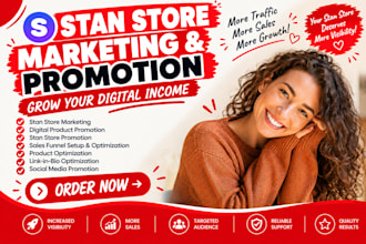 do stan store marketing, design, sales funnel and stan promotion